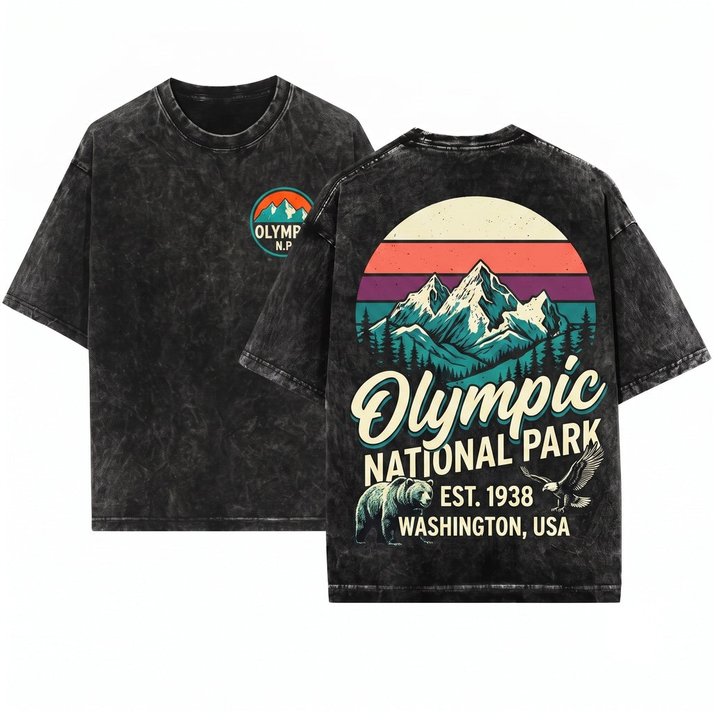 Olympic National Park Vintage Washington Nature Travel Present Sweatshirt Hoodie Tank Top Unisex Wash T-Shirt
