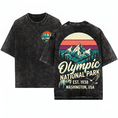 Olympic National Park Vintage Washington Nature Travel Present Sweatshirt Hoodie Tank Top Unisex Wash T-Shirt