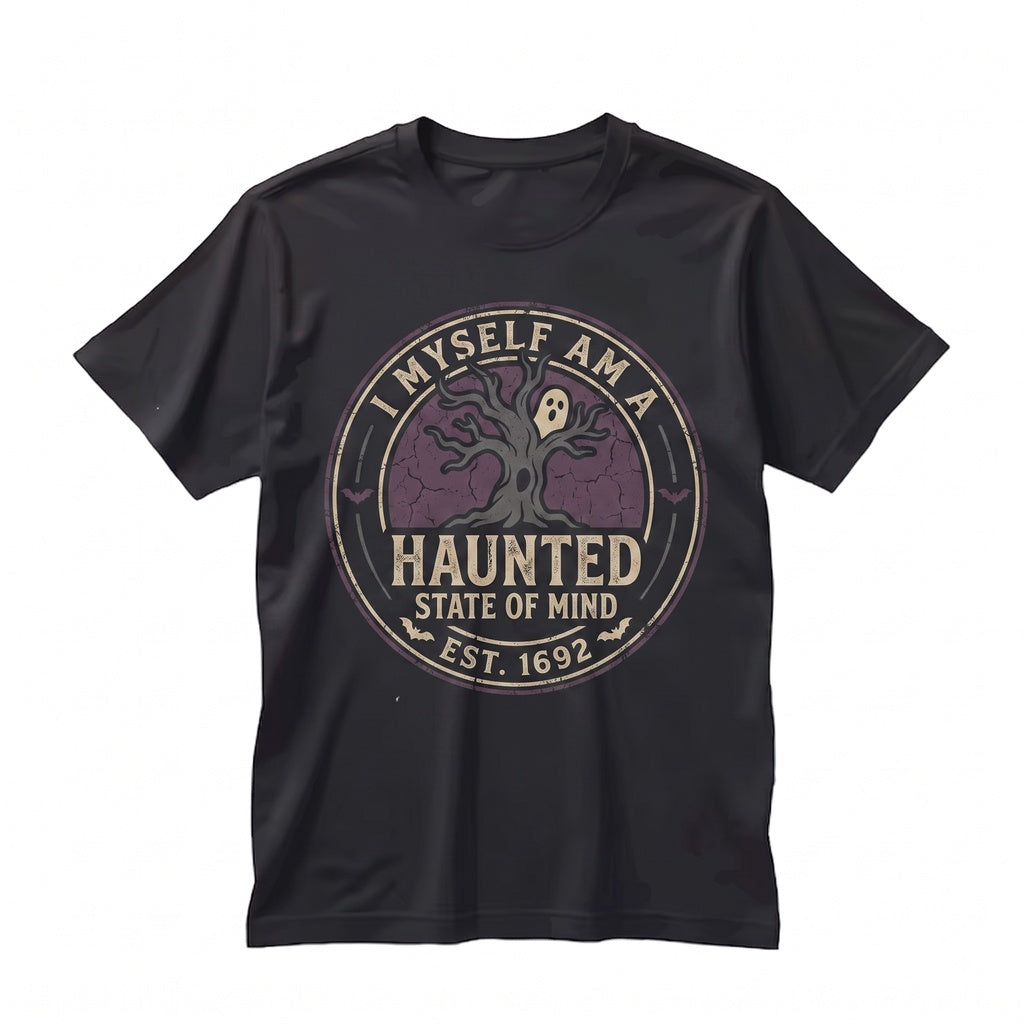 Haunted House Halloween Ghost Pumpkin Graphic Spooky Gothic Fall Lover Gift Unisex TShirt