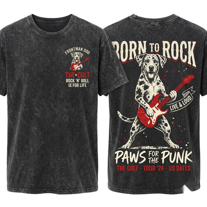 Catahoula Leopard Dog Rocker Guitar Music Lover Gift Apparel Unisex Wash T-Shirt