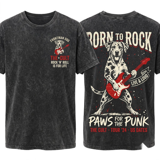 Catahoula Leopard Dog Rocker Guitar Music Lover Gift Apparel Unisex Wash T-Shirt