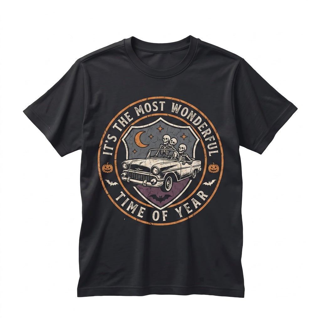 Funny Vintage Skeleton Driving Car Spooky Halloween Retro Gothic Graphic Unisex TShirt