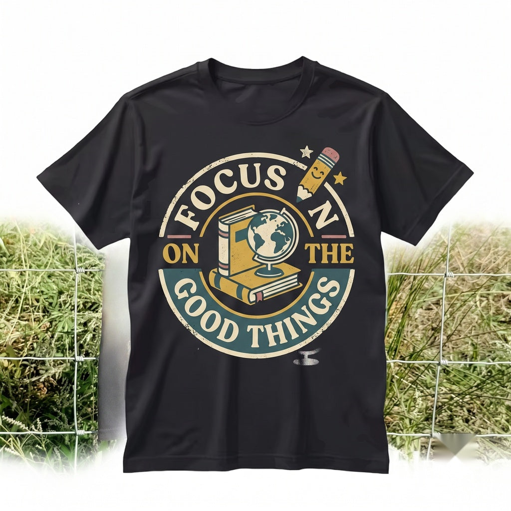 Cute Positive Teacher Graphic Focus on the Good Things Colorful Classroom Inspiration School Gift Unisex TShirt