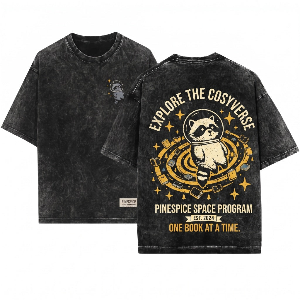 Chaotic Space Raccoon Embroidered Spooky Gamer Gift Unisex Wash T-Shirt