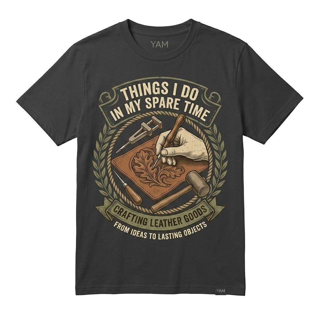 Leather Tooling Things I Do In My Spare Time Graphic Crafter Hobbyist Apparel Unisex TShirt
