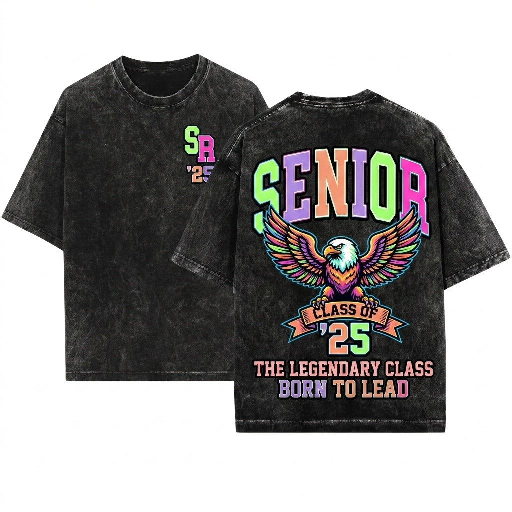 Retro Senior Neon High Preppy Back To Colorful Teacher 1st Day Of School Girl Unisex Wash T-Shirt