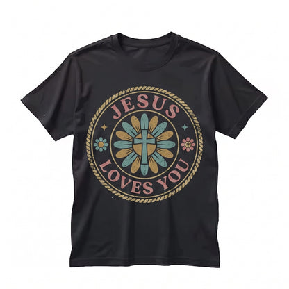 Jesus Loves You Checkered Floral Christian Faith Based Religious Unisex TShirt