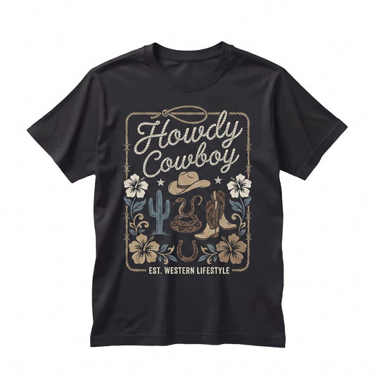 Coastal Cowgirl Howdy Cowboy Western Rodeo Country Retro Graphic Apparel Unisex TShirt