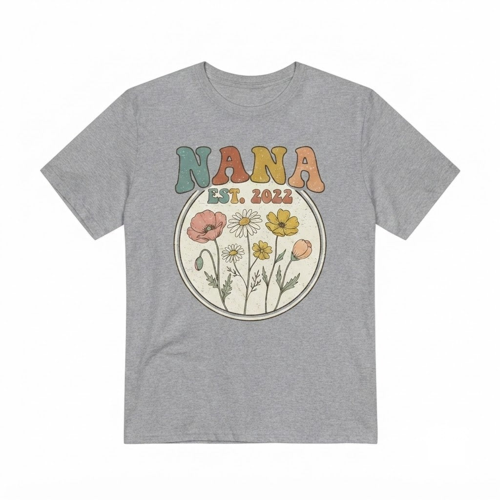 Floral Nana Graphic Tee Grandma Gift Mother Day Present Apparel Unisex TShirt