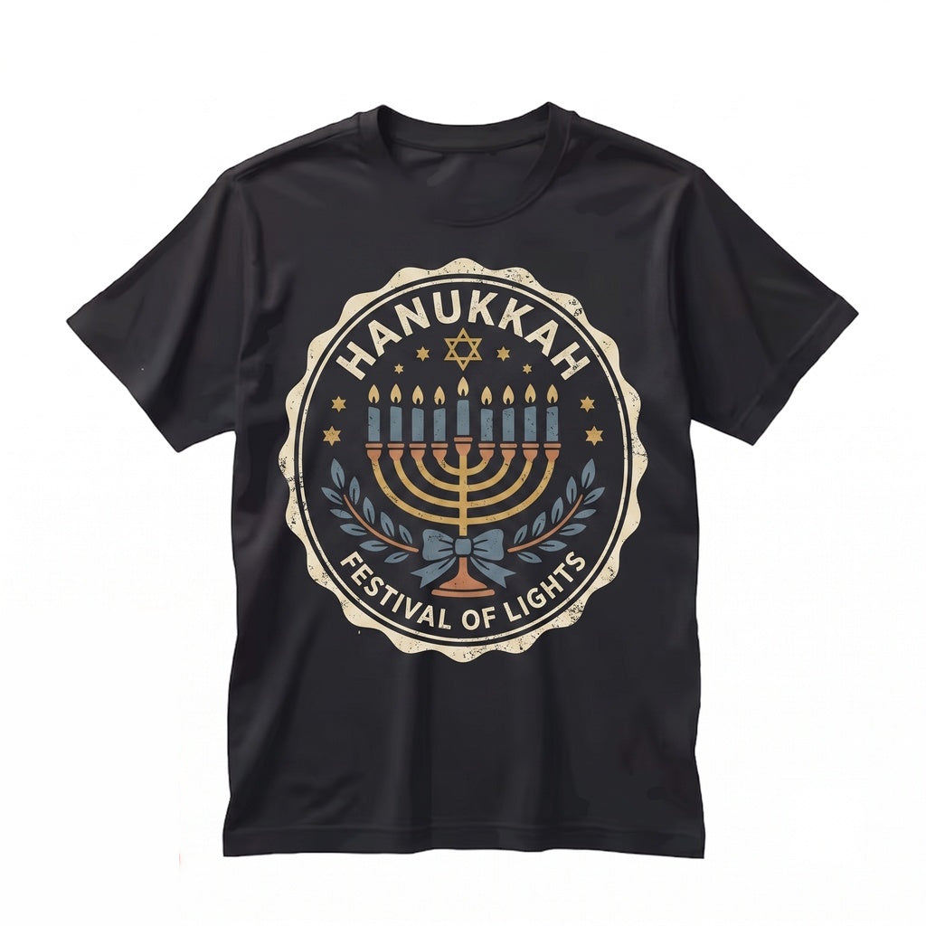 Happy Hanukkah Menorah Festival of Lights Jewish Holiday Long Sleeve Unisex TShirt