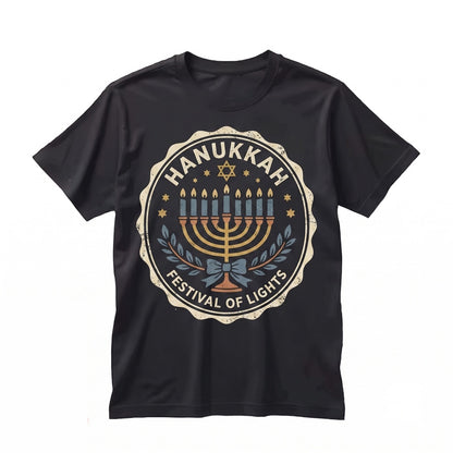 Happy Hanukkah Menorah Festival of Lights Jewish Holiday Long Sleeve Unisex TShirt