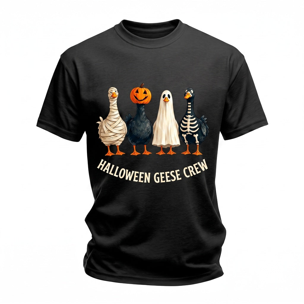 Spooky Halloween Goose Squad Cute Mummy Pumpkin Ghost Duck Fall Animal Unisex TShirt