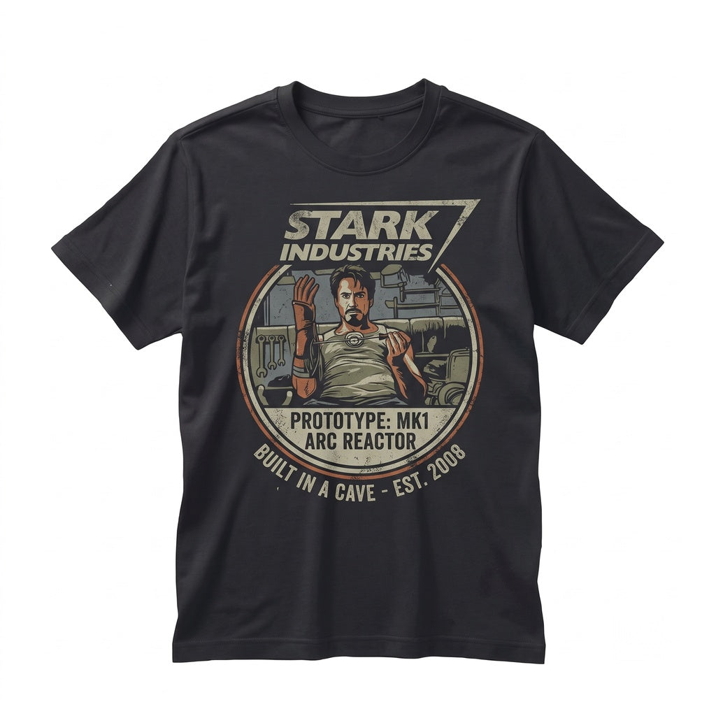 Vintage Retro Tony Stark Arc Reactor Superhero Graphic Movie Fan Gift Unisex TShirt