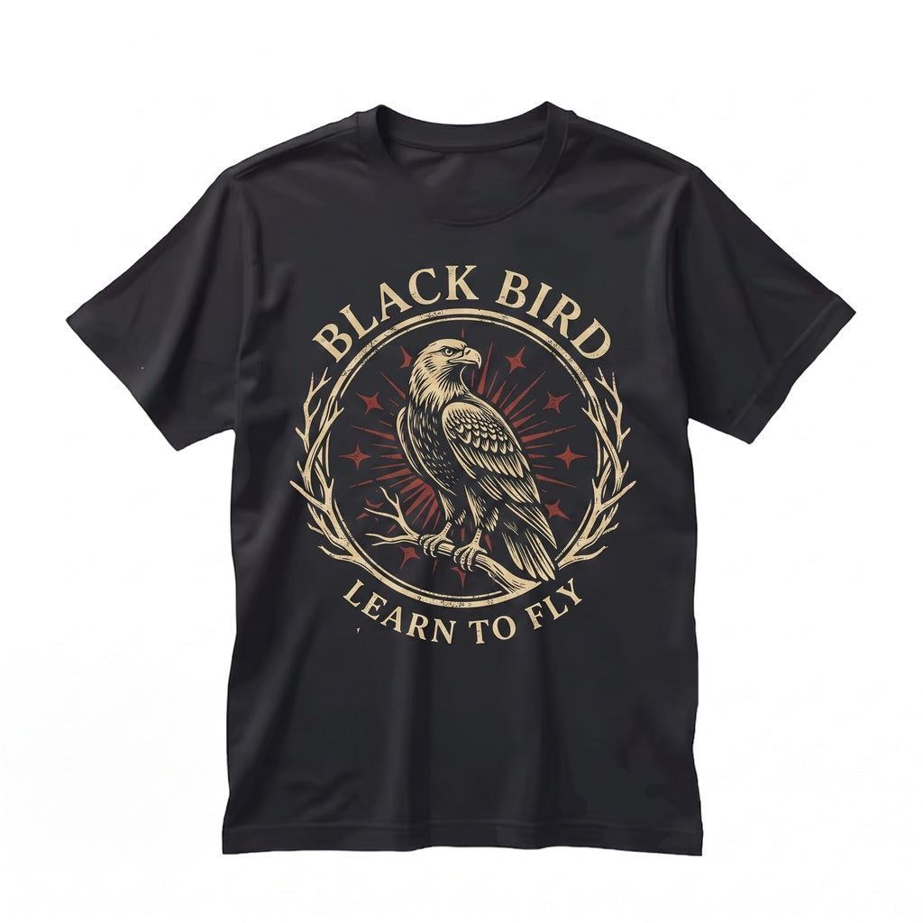 Black Bird Learn To Fly Gothic Eagle Graphic Sweatshirt Dark Academia Style Unisex TShirt