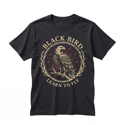 Black Bird Learn To Fly Gothic Eagle Graphic Sweatshirt Dark Academia Style Unisex TShirt