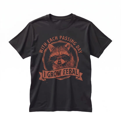 Vintage Japanese Style I Grow Feral Raccoon Graphic Novelty Unisex TShirt