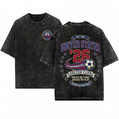 Vintage Retro 80s 90s USA World Soccer America Graphic Top Unisex Wash T-Shirt
