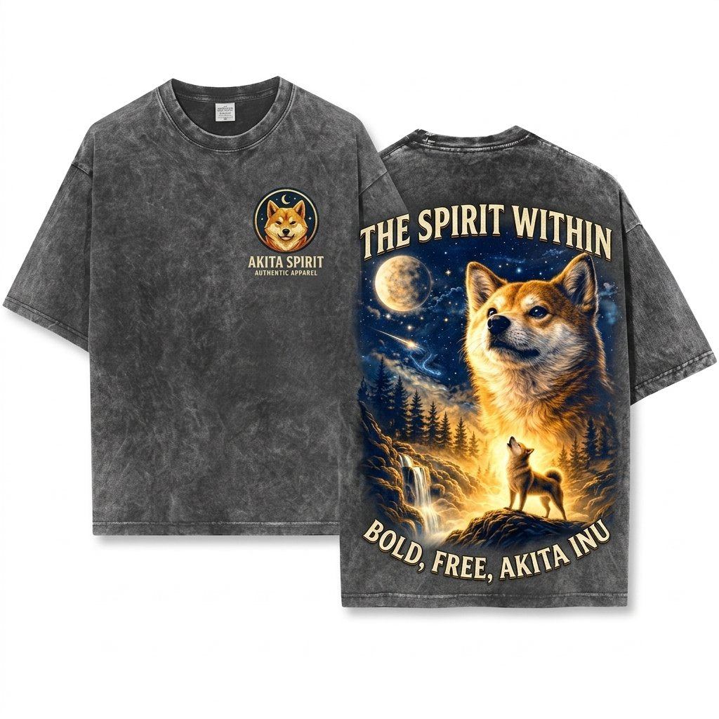 Shiba Inu Howling Moon Vintage 90s Retro Graphic Meme Full Animals Silly Gift Unisex Wash T-Shirt