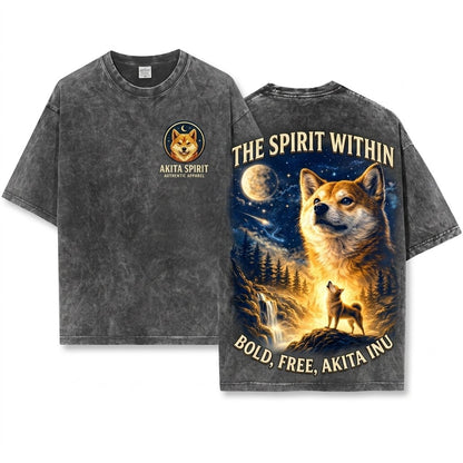 Shiba Inu Howling Moon Vintage 90s Retro Graphic Meme Full Animals Silly Gift Unisex Wash T-Shirt