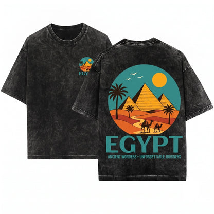 Ancient Egyptian Pyramids Pharaoh History Archaeology Gift Africa Travel Culture Graphic Apparel Unisex Wash T-Shirt