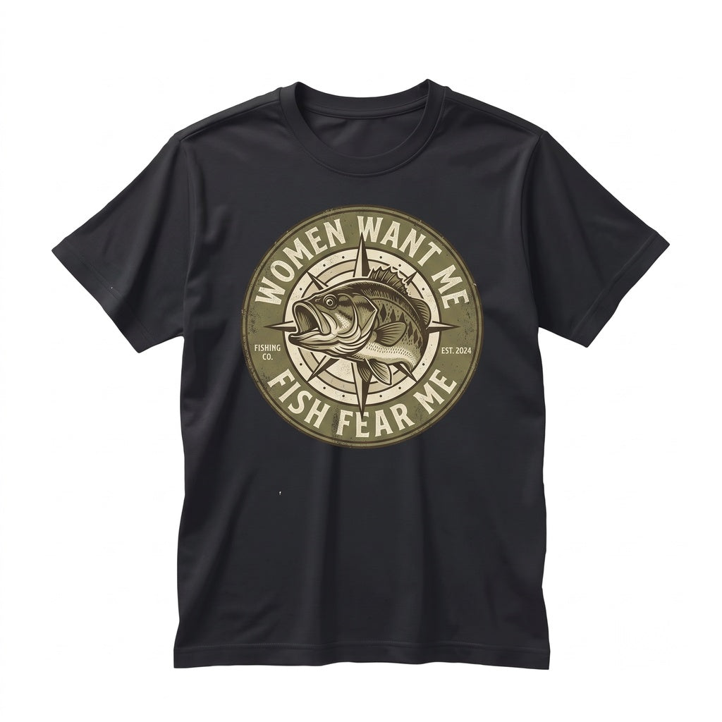 Women Want Me Fish Fear Meme Vintage Fishing Graphic Humor Gift Top Unisex TShirt