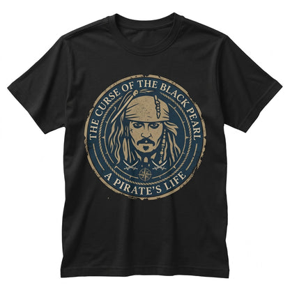 Vintage Pirate Crew Curse Graphic Graphic Tee, Black Pearl Swashbuckler Sea Skull Jack Sparrow Apparel Unisex TShirt