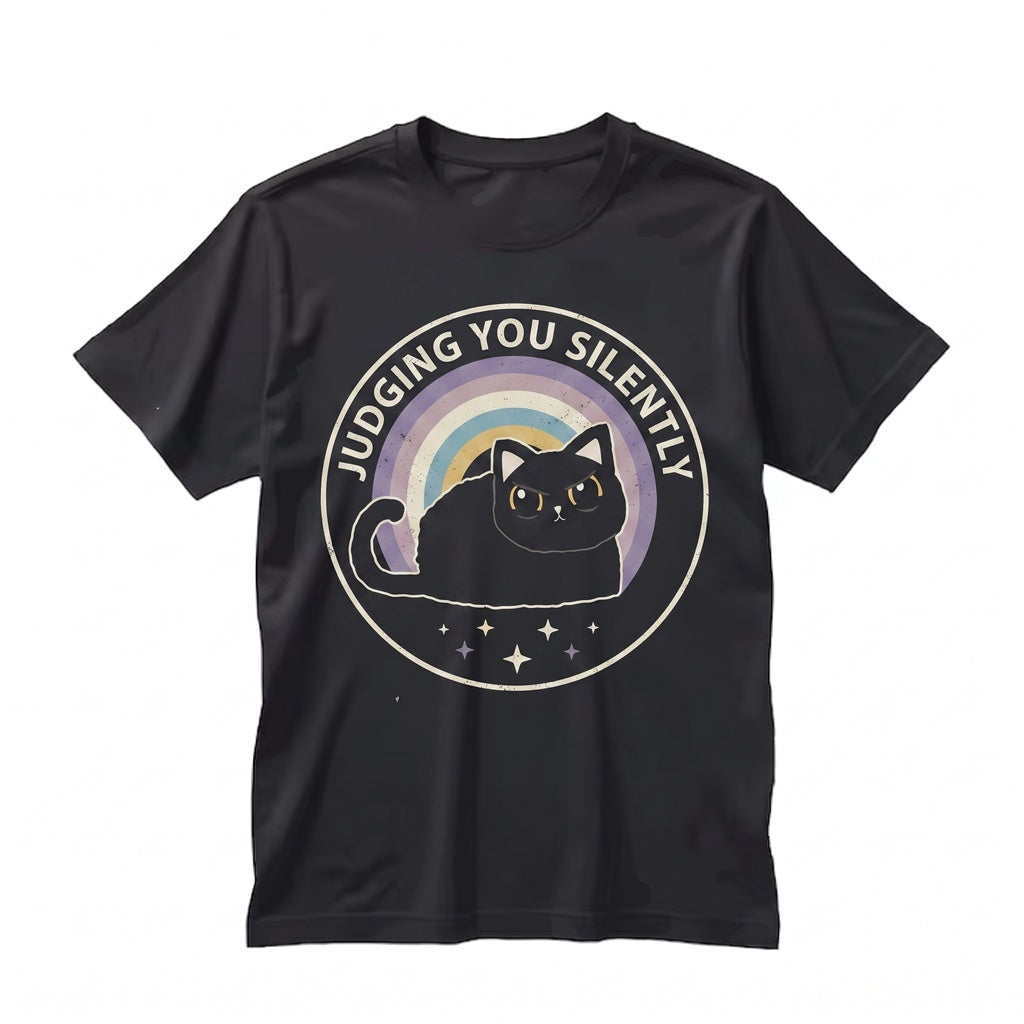 Judging You Silently Funny Black Cat Dumpster Fire Snarky Anxiety Lover Gift Unisex TShirt