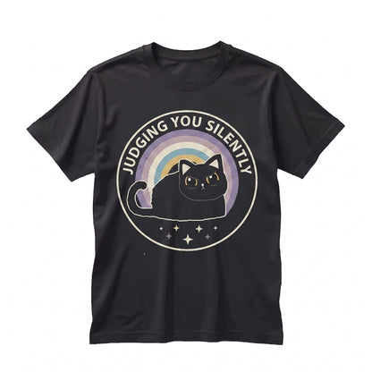 Judging You Silently Funny Black Cat Dumpster Fire Snarky Anxiety Lover Gift Unisex TShirt