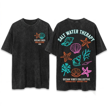 Seashell Ocean Lover Beach Summer Vacation Graphic Womens Unisex Wash T-Shirt