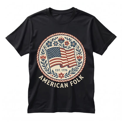 USA Flag Floral 4th of July Patriotic Gift Retro American Independence Day Apparel Unisex TShirt