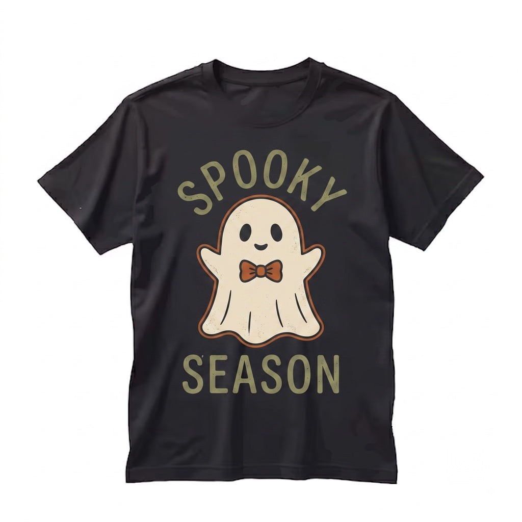 Spooky Season Ghost Halloween Graphic Fall Autumn Retro Preppy Stripe Boo Coquette Unisex TShirt