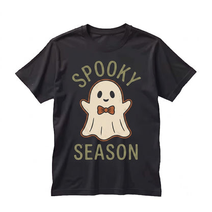 Spooky Season Ghost Halloween Graphic Fall Autumn Retro Preppy Stripe Boo Coquette Unisex TShirt
