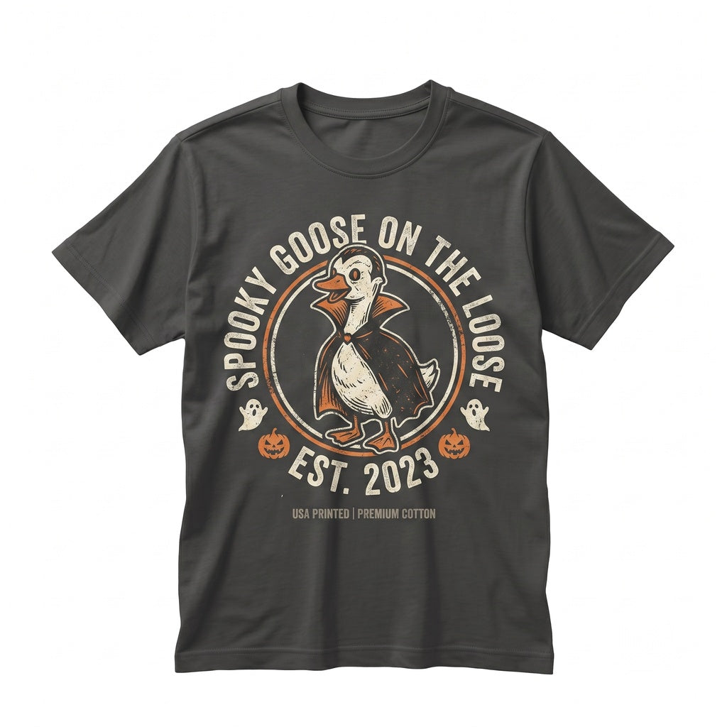 Funny Spooky Goose on the Loose Halloween Graphic Vintage Fall Season Apparel Cute Unisex TShirt