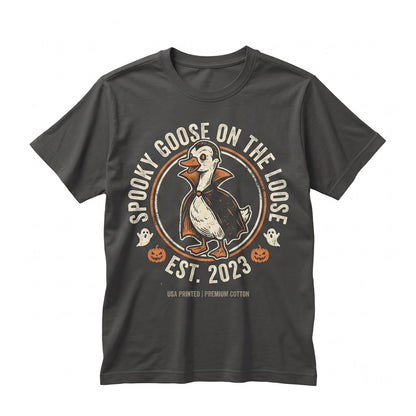 Funny Spooky Goose on the Loose Halloween Graphic Vintage Fall Season Apparel Cute Unisex TShirt