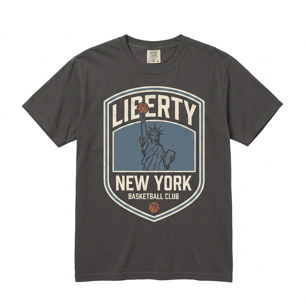 Vintage 90s New York Statue of Liberty Graphic Basketball Hoops Apparel Unisex TShirt