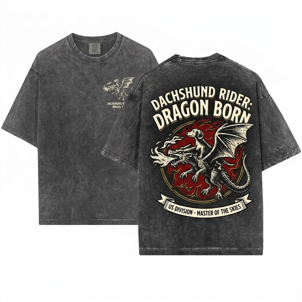 Dachshund Dragon Medieval Funny Wiener Dog Graphic Comfort Colors Unisex Wash T-Shirt