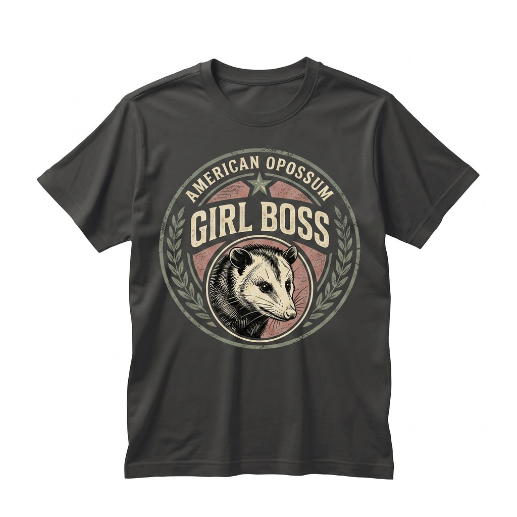 Girl Boss Opossum Funny Sarcastic Animal Graphic Vintage Cotton Apparel Unisex TShirt