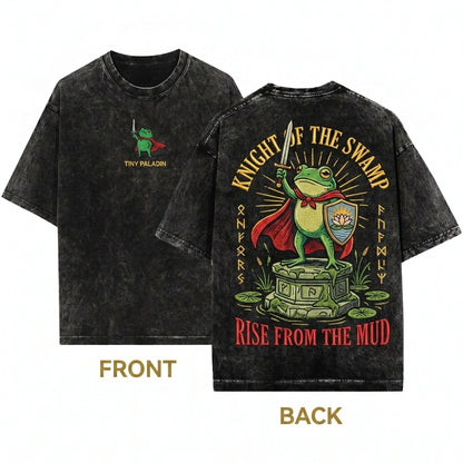 Huzzah Embroidered Funny Frog Renaissance Faire Youth Heavyweight Garment Dyed Unisex Wash T-Shirt