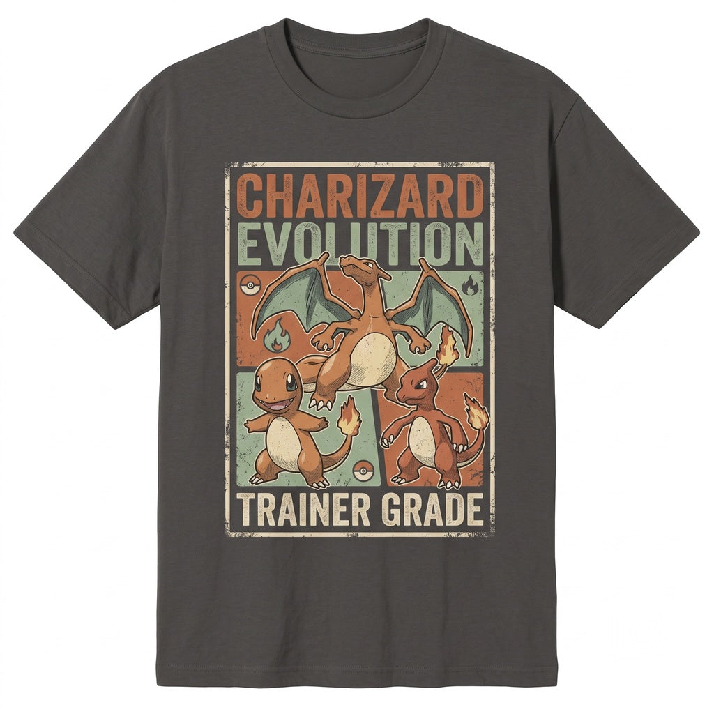Flame Lizard Monster Evolution Double Sided Japanese Vintage Washed Retro Graphic Gaming Top Gift Unisex TShirt