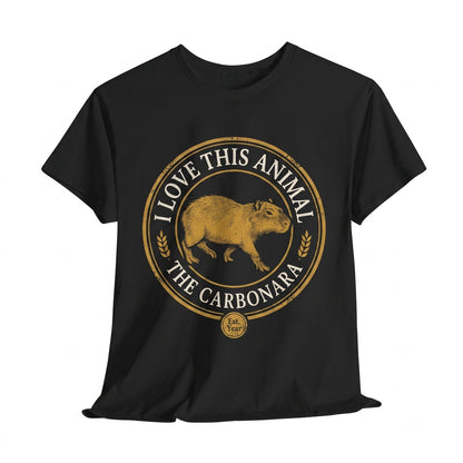 Cute Capybara Eating Carbonara Pasta Graphic Cotton Crewneck Apparel Unisex TShirt