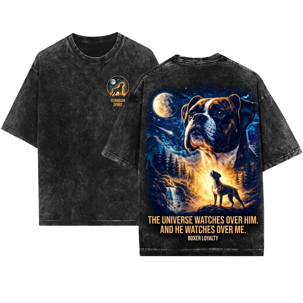 Boxer Dog Howling Full Moon Vintage Graphic Lover Gift Unisex Wash T-Shirt