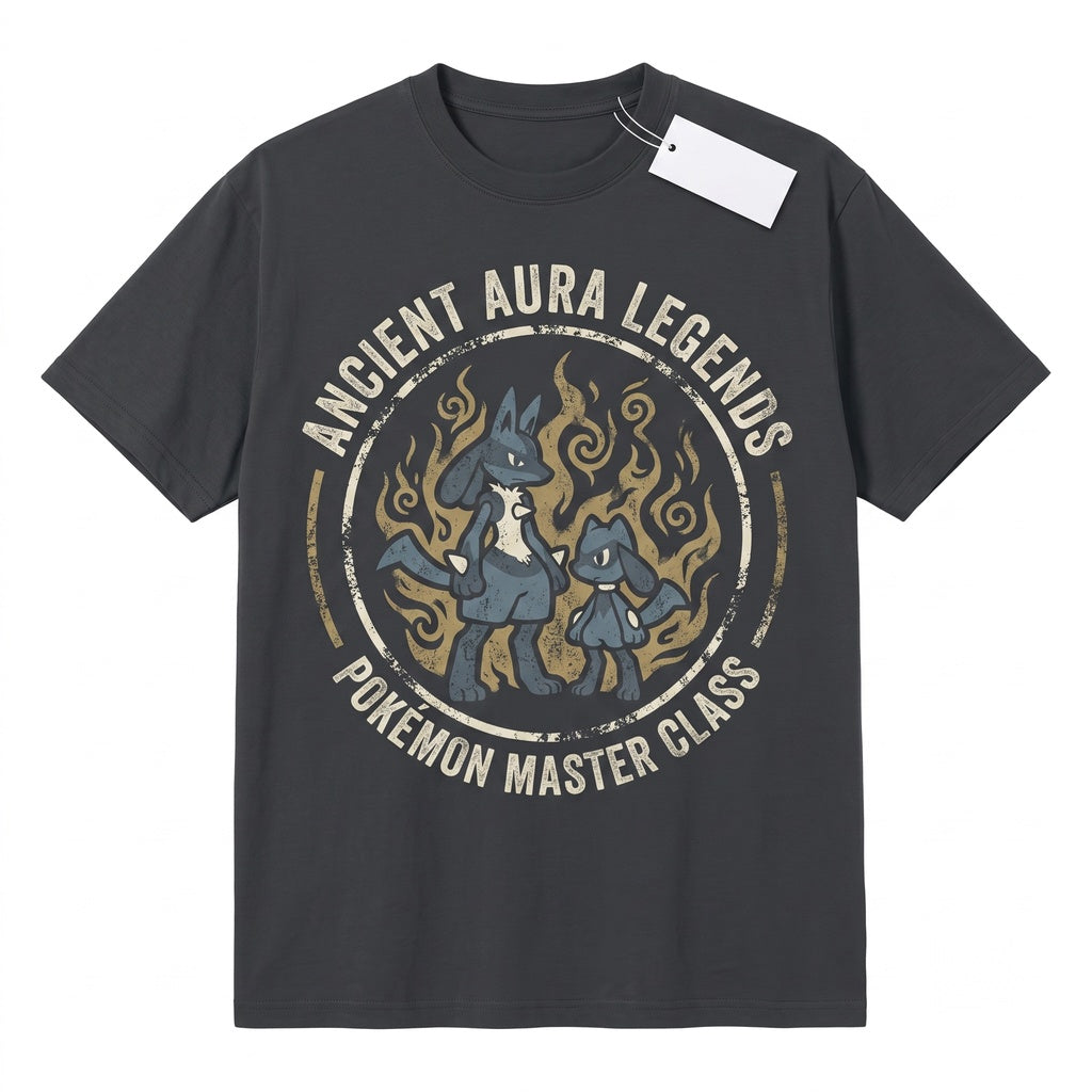 Vintage Mineral Wash Lucario Riolu Anime Graphic Gamer Gift Oversized Youth Unisex TShirt