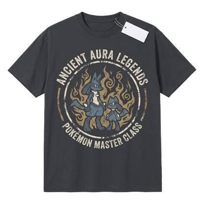 Vintage Mineral Wash Lucario Riolu Anime Graphic Gamer Gift Oversized Youth Unisex TShirt