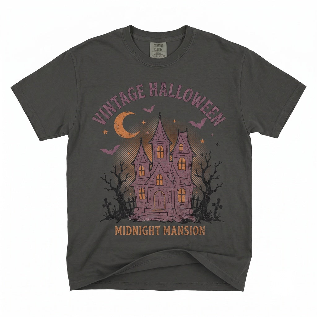 Purple Haunted House Gothic Castle Night Spooky Moon Aesthetic Sweatshirt Apparel Unisex TShirt