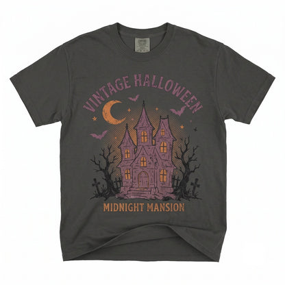 Purple Haunted House Gothic Castle Night Spooky Moon Aesthetic Sweatshirt Apparel Unisex TShirt