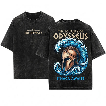 The Odyssey Agamemnon Helmet Logo Back Print Unisex Wash T-Shirt