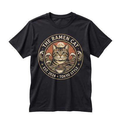 Japanese Kawaii Ramen Noodle Graphic Cat Streetwear Unisex TShirt