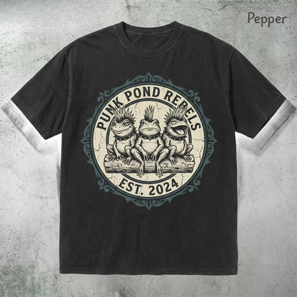 Punk Rock Frog Mohawk Emo Goth Toad Graphic Spiked Collar Alternative Animal Apparel Unisex TShirt