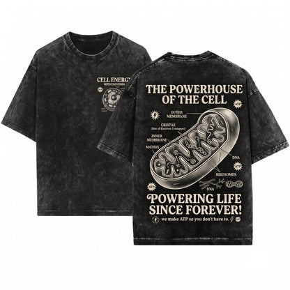 Mitochondria Vintage Science Retro Biology Graphic 90s Academic Cell Diagram Geek Lab Humor STEM Unisex Wash T-Shirt