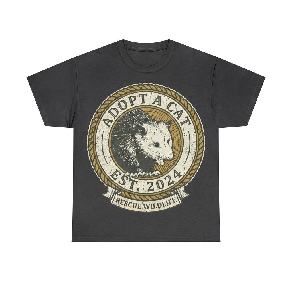 Funny Adopt A Feline Opossum Japanese Graphic Animal Tee Unisex TShirt